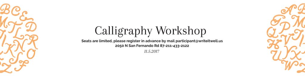 Designvorlage Calligraphy Skills Session Promotion With Registration In White für Twitter