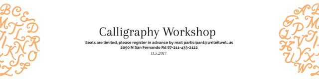 Designvorlage Calligraphy Skills Session Promotion With Registration In White für Twitter