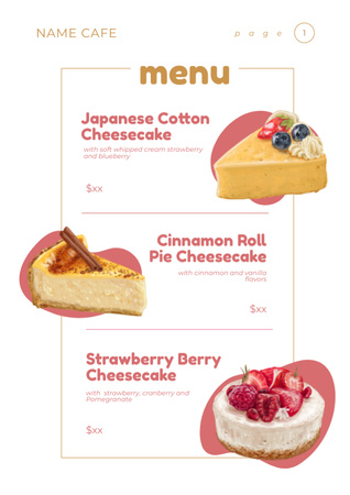Designvorlage Obstdesserts-Angebot der Bäckerei für Menu