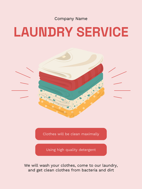Laundry Service Offer on Pink Poster USデザインテンプレート