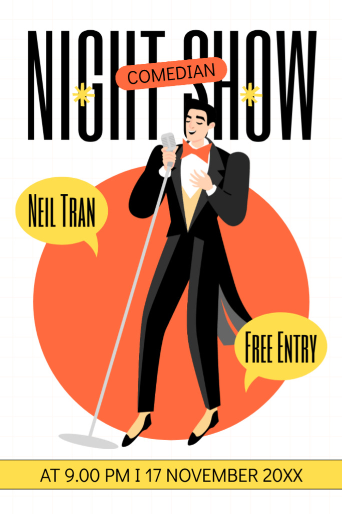Night Comedy Show with Man in Tailcoat Tumblr Design Template