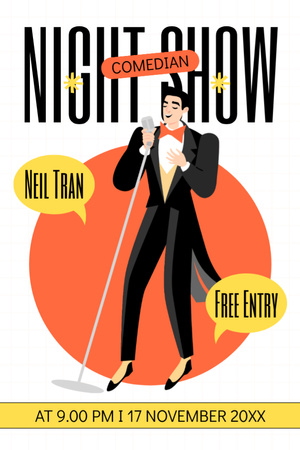 Night Comedy Show mies frakkiin kanssa Tumblr Design Template
