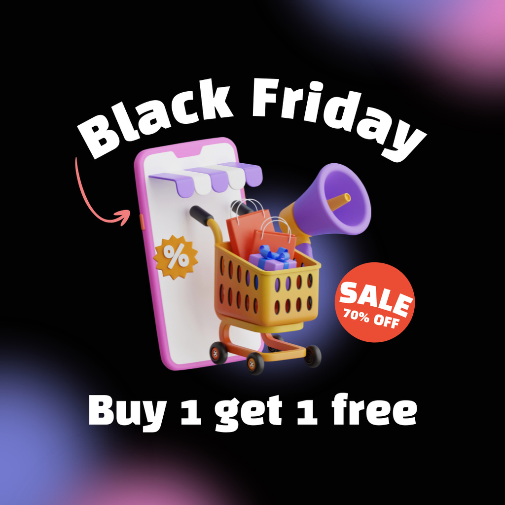 Black Friday Online Sale of All Items Instagramデザインテンプレート