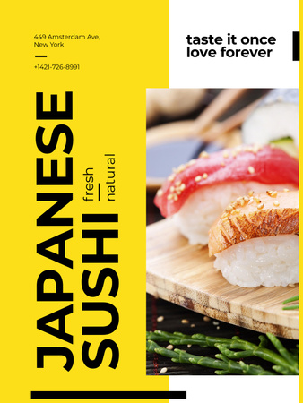 Japanese sushi advertisement Poster US Design Template