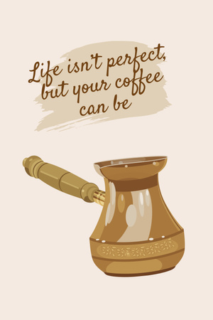Ontwerpsjabloon van Pinterest van inspirerende zin over koffie