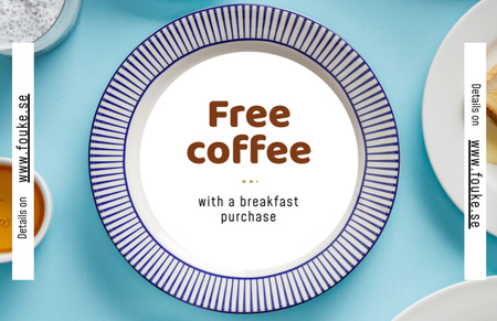 Template di design Offerta caffè gratuita per il menu della colazione Flyer 5.5x8.5in Horizontal