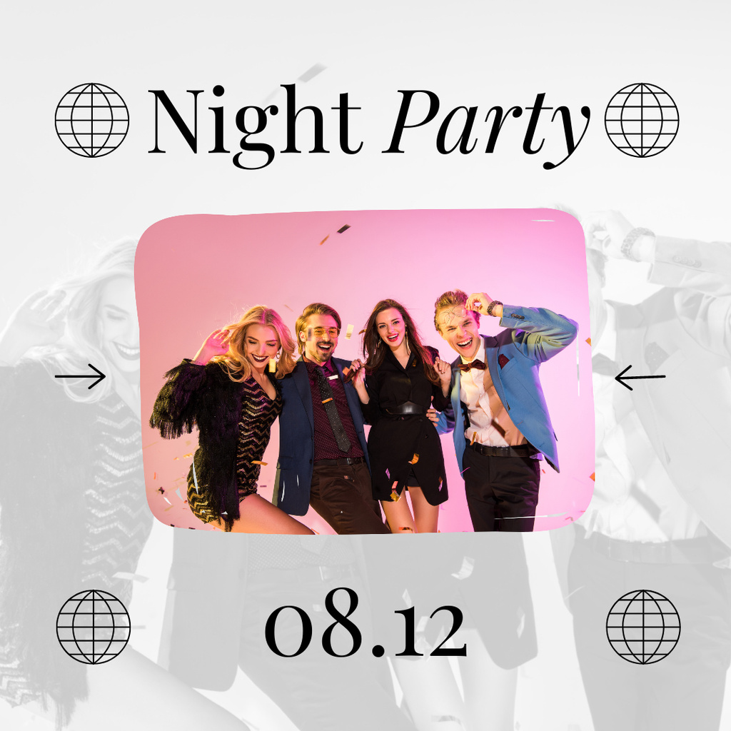 Night Party Invitation Instagram Πρότυπο σχεδίασης