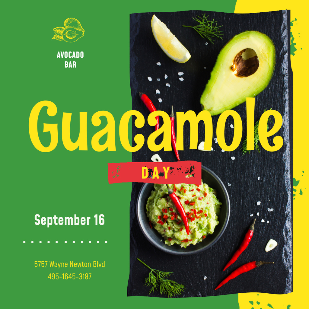 Designvorlage Mexican guacamole dish für Instagram