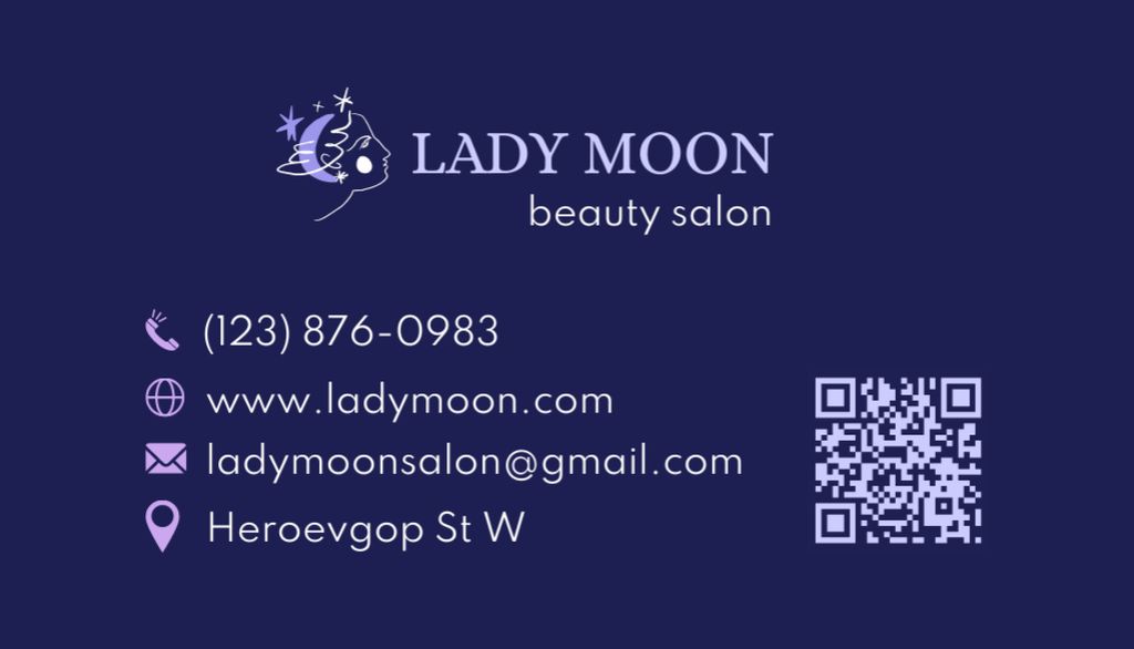 Beauty Salon Services Ad with Illustration of Woman Profile Business Card US Modelo de Design