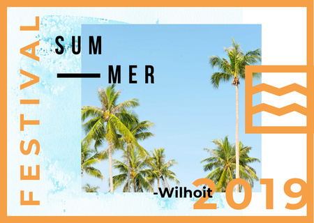 Platilla de diseño Summer Festival Invitation with Tropical Palms Postcard
