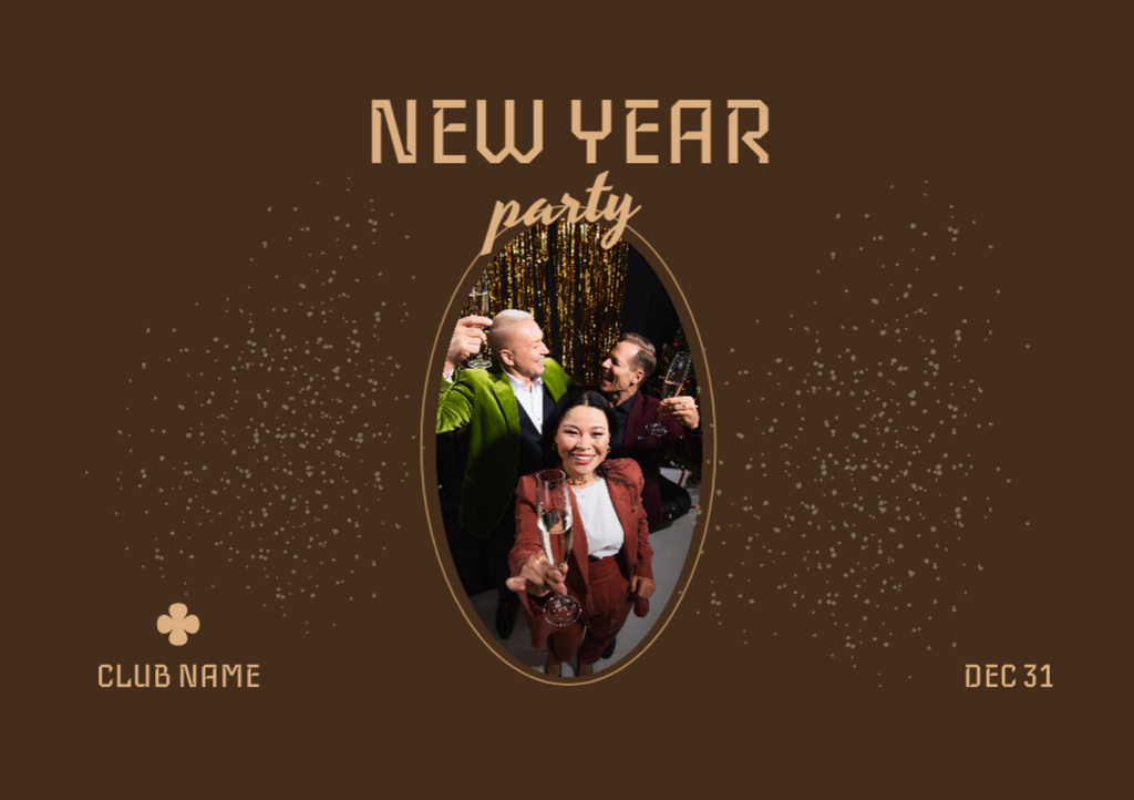 Happy People on New Year Party Flyer A5 Horizontal – шаблон для дизайна