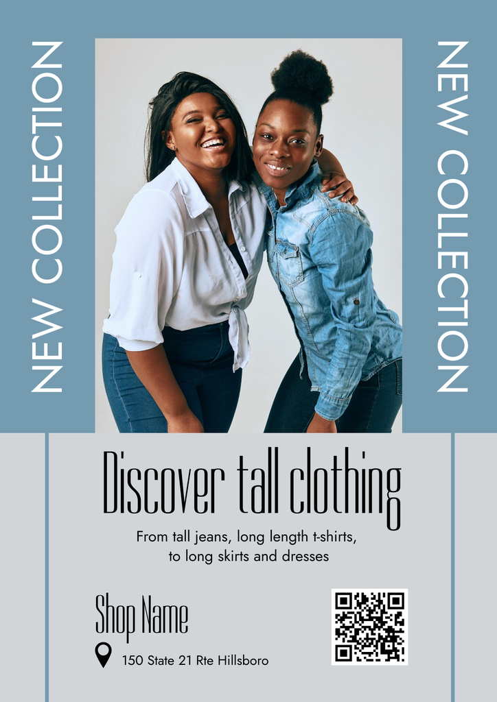 Plantilla de diseño de Offer of Clothing for Tall with Beautiful Women Poster 