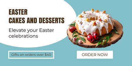 Предложение пасхальных куличей и десертов со сладким пирогом Twitter – шаблон для дизайна