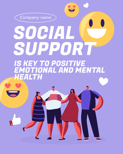 Positive People Support Each Other With Cute Emoticons Poster 16x20inデザインテンプレート
