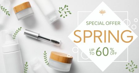Plantilla de diseño de Oferta especial Rebajas de primavera Cosméticos para el cuidado Facebook AD 