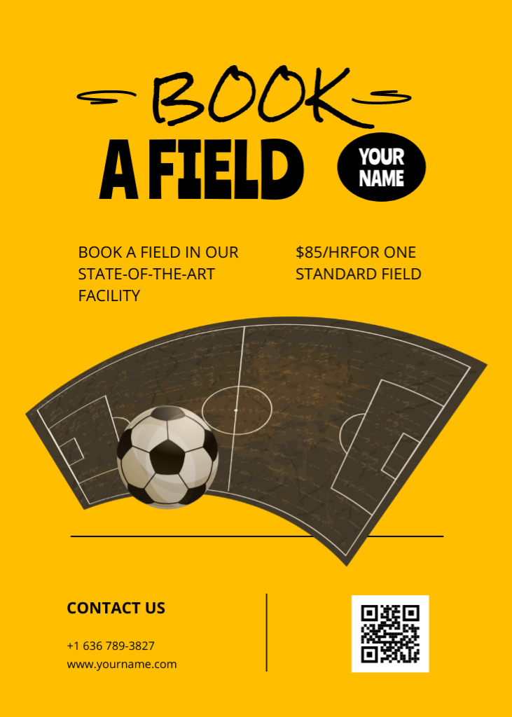 Football Field Rental Offer on Yellow Invitation Design Template
