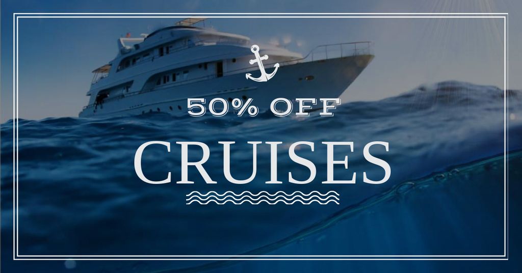 Cruises Promotion Ship in Sea Facebook AD Modelo de Design