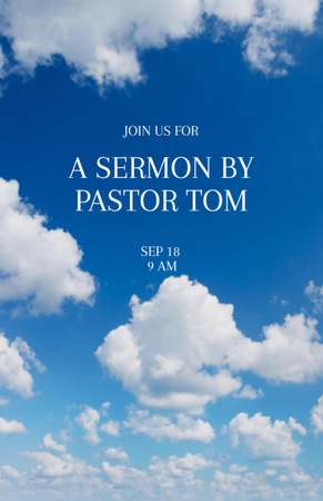 Church Sermon Announcement with Clouds in Blue Sky Flyer 5.5x8.5in tervezősablon