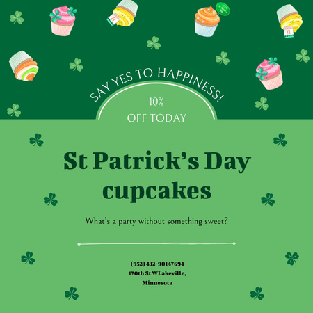 Tasty Cupcakes Offer On Patrick's Day Animated Post Design Template