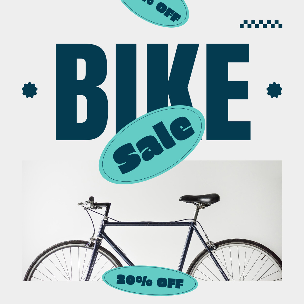 Ontwerpsjabloon van Instagram AD van Simple Offer of Bikes Sale on Blue and White