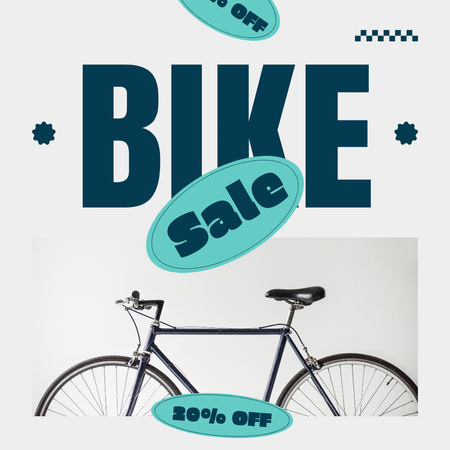 Egyszerű kerékpárajánlat kék-fehér színben Instagram AD tervezősablon