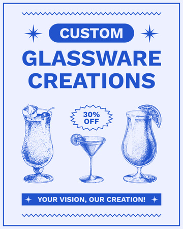 Designvorlage Kundenspezifische Kreationen von Glaswaren zu reduzierten Preisen für Instagram Post Vertical