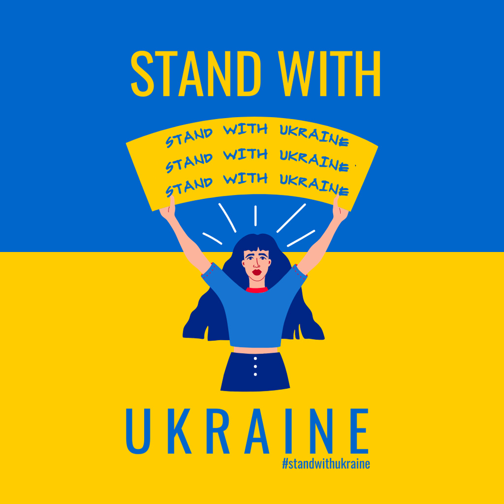 Ontwerpsjabloon van Instagram van Inspiration to Stand with Ukraine with Woman