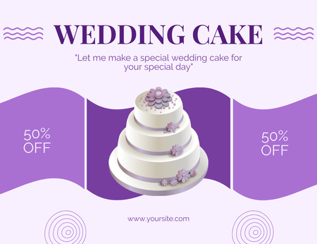Discount on Wedding Cakes Thank You Card 5.5x4in Horizontal Design Template