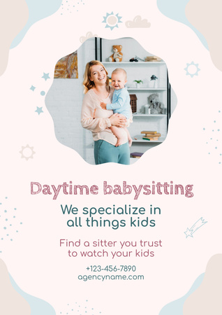 Daytime Childcare Services Offer Poster Design Template