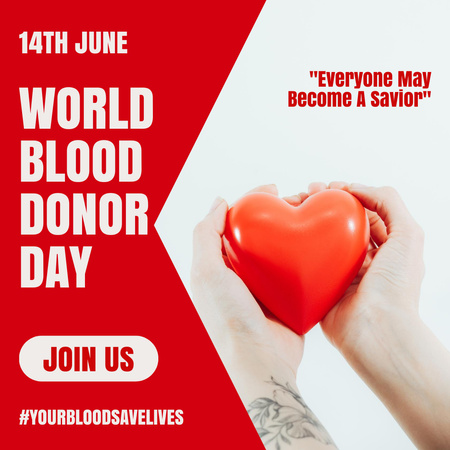 World Blood Donor Day Instagram Design Template