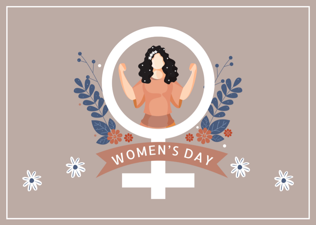 Female Sign on International Women's Day Postcard 5x7in – шаблон для дизайна
