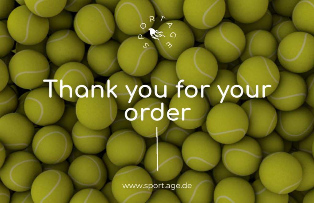 Thankful Phrase on Background of Tennis Balls Thank You Card 5.5x8.5in – шаблон для дизайну