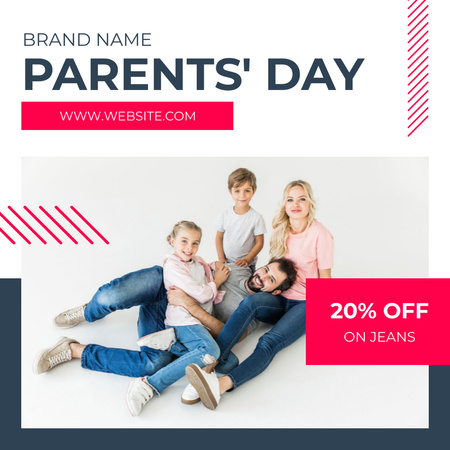 Parents' Day Sale with Family Having Fun Instagram Design Template
