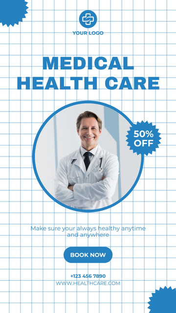 Medical Healthcare with Discount Instagram Story Design Template