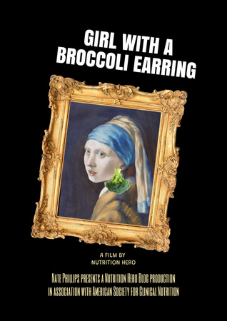 Funny Illustration of Girl with Broccoli Earring Poster Design Template