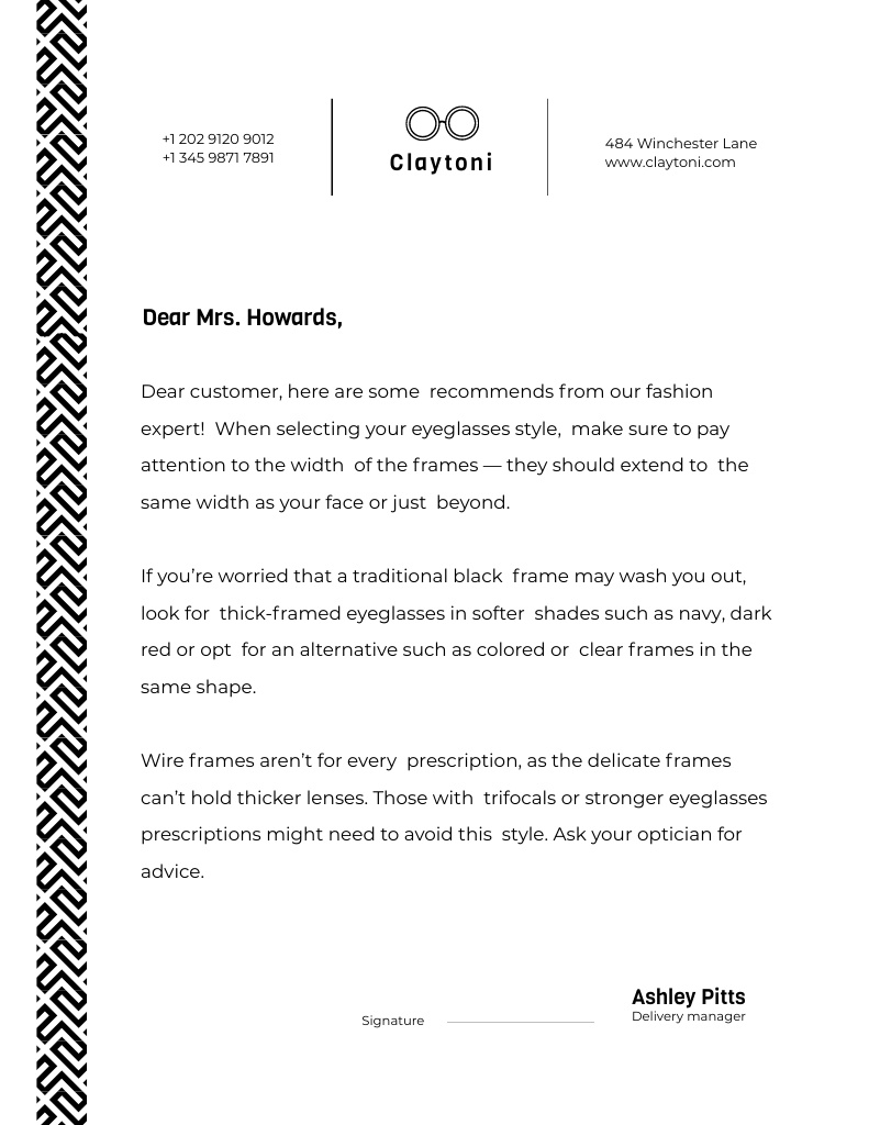 Fashion Expert Services Offer With Helpful Tips Letterhead 8.5x11in – шаблон для дизайну