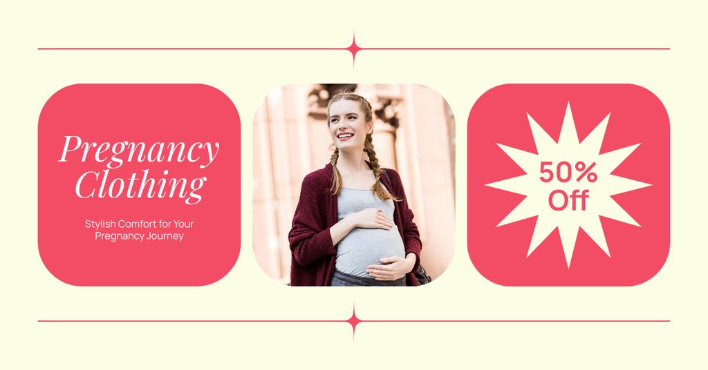 Young Pregnant Woman Advertising Maternity Clothes Facebook AD Modelo de Design