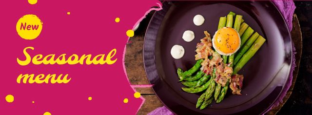 Seasonal Menu offer with green asparagus Facebook coverデザインテンプレート