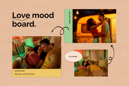 Kiváló szerelmi elbeszélés Mood Board tervezősablon
