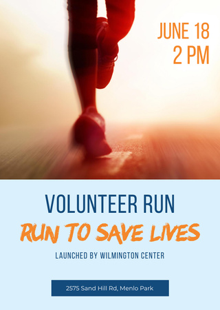 Announcement of Charity Run for Volunteers Flyer A6 Modelo de Design
