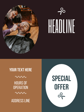 Человек, пользующийся услугами парикмахерской Poster US – шаблон для дизайна
