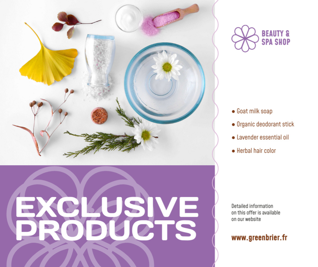 Beauty Shop Offer Natural Skincare Products Facebook tervezősablon