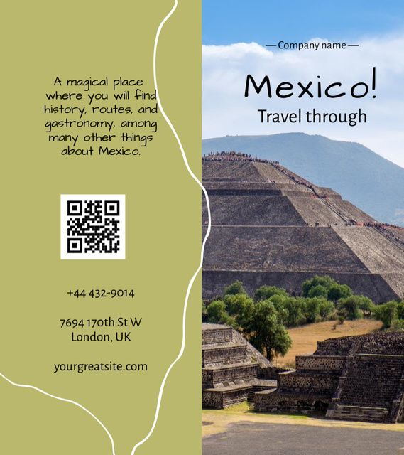 Ontwerpsjabloon van Brochure 9x8in Bi-fold van Tour to Mexico with Landscape