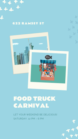Anúncio do Food Truck Carnival para o fim de semana Instagram Video Story Modelo de Design