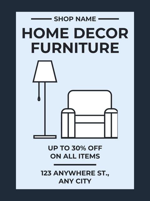 Furniture and Home Decor with Discount Poster US Design Template