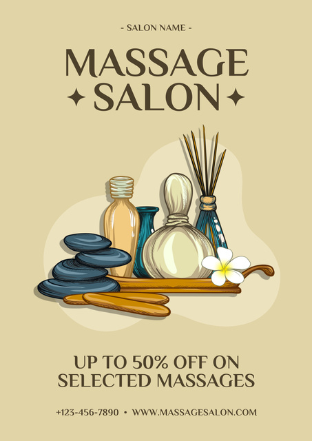 Discount on All Selected Massages Posterデザインテンプレート
