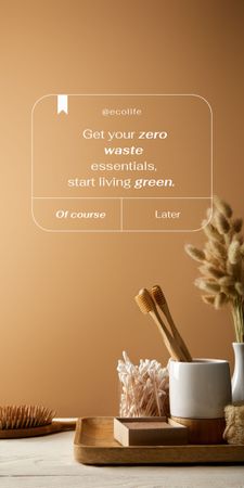 Zero Waste Concept with Wooden Toothbrushes Graphic Design Template