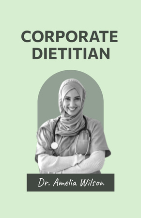 Ontwerpsjabloon van Flyer 5.5x8.5in van Dienstenaanbod voor bedrijfsvoedingsdeskundigen met vrouwelijke moslimarts