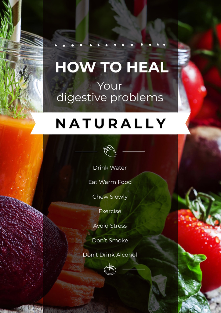 Recipes of Healthy Drinks for Digestive System Poster Tasarım Şablonu