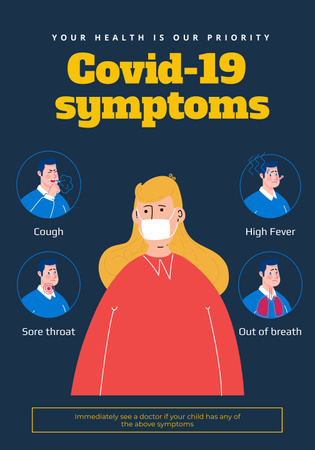 Covid 19 Symptoms infographics Poster 28x40in Modelo de Design